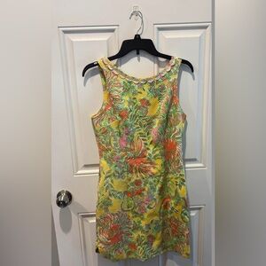 Sleeveless Lily Pulitzer Floral Sheath Dress in Yellow, Green & Pink